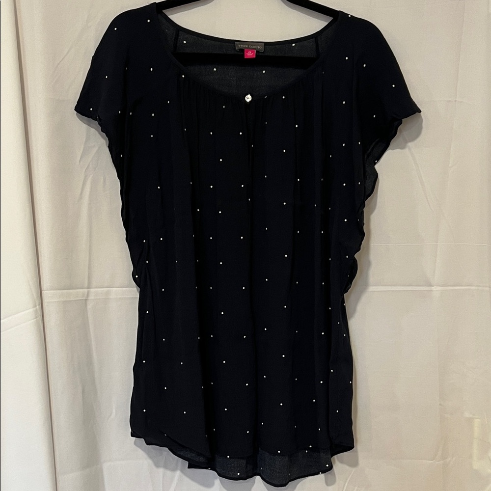 Vince Camuto Blue Blouse with White Dots